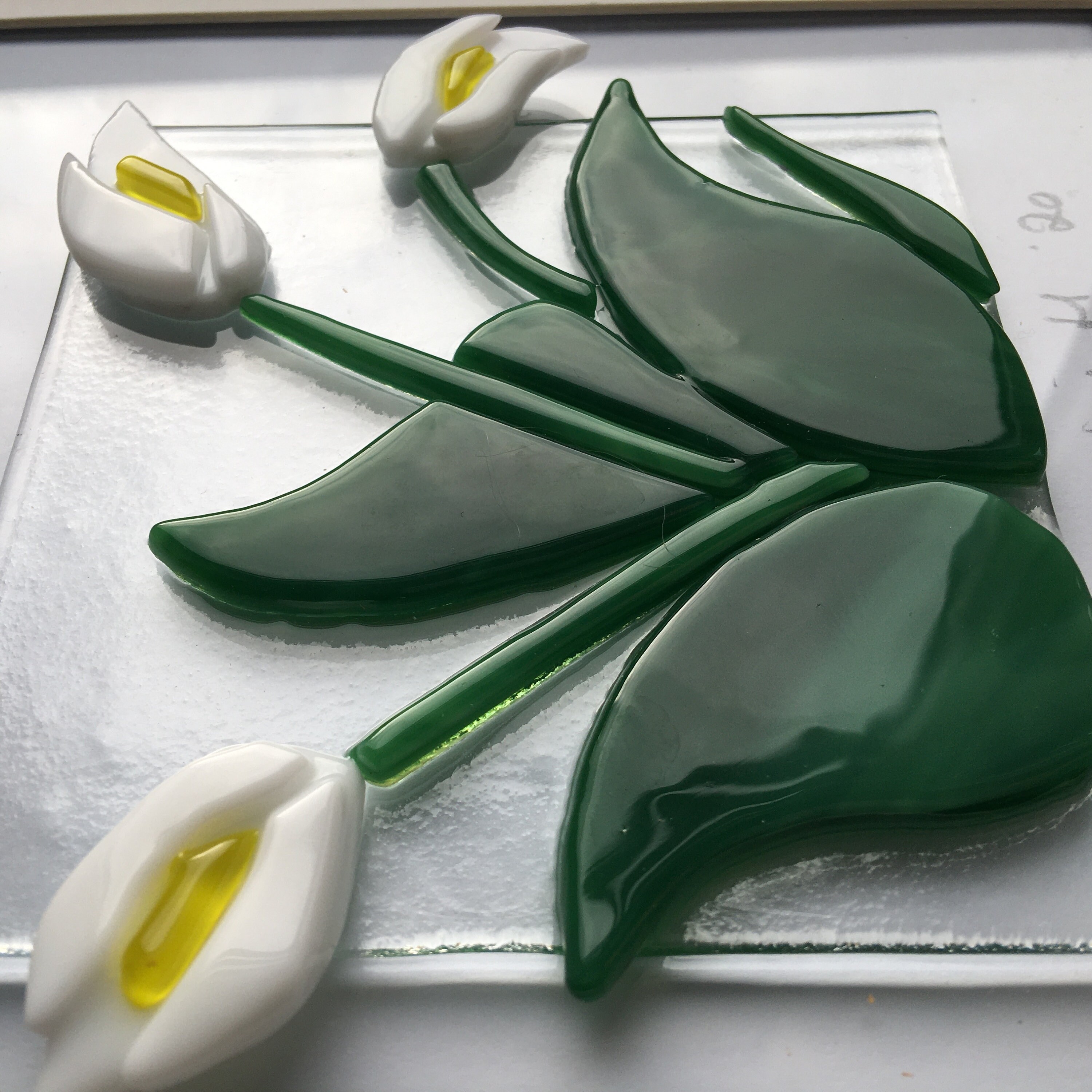 White Lily Flowers Fused Glass Art - Etsy