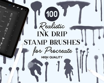 Pędzle do stempli z tuszem Procreate (do pobrania natychmiast)