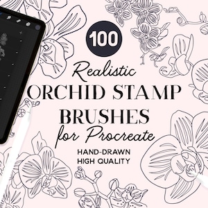 Procreate Orchid Stamps, 100 Floral Orchid Stamp Brushes for Procreate, Flower Stamp Brushes, Instant Download, Commercial Use Permitted