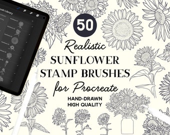 Pędzle ze słonecznikiem Procreate (do pobrania natychmiast)