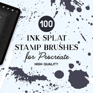 Znaczki Splatter Procreate, 100 pędzli do stempli Ink Splash do Procreate, znaczek Ink Splat, natychmiastowe pobranie, dozwolone użycie komercyjne