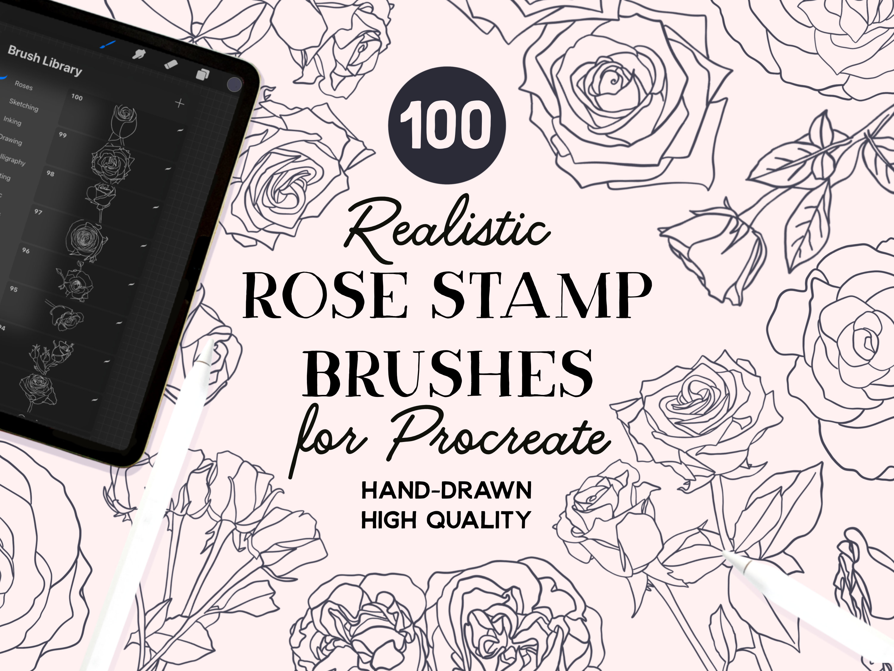 Procreate Rose Floral Stamp Brushes (instant Download) - Etsy