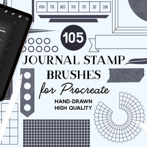 Procreate Planner Stamps, 105 Journal Stamp Brushes for Procreate, Banners Calendars Washi, Instant Download, Commercial Use Permitted