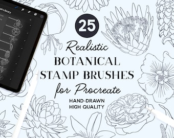 Pędzle do stempli kwiatowych Procreate (do pobrania natychmiast)
