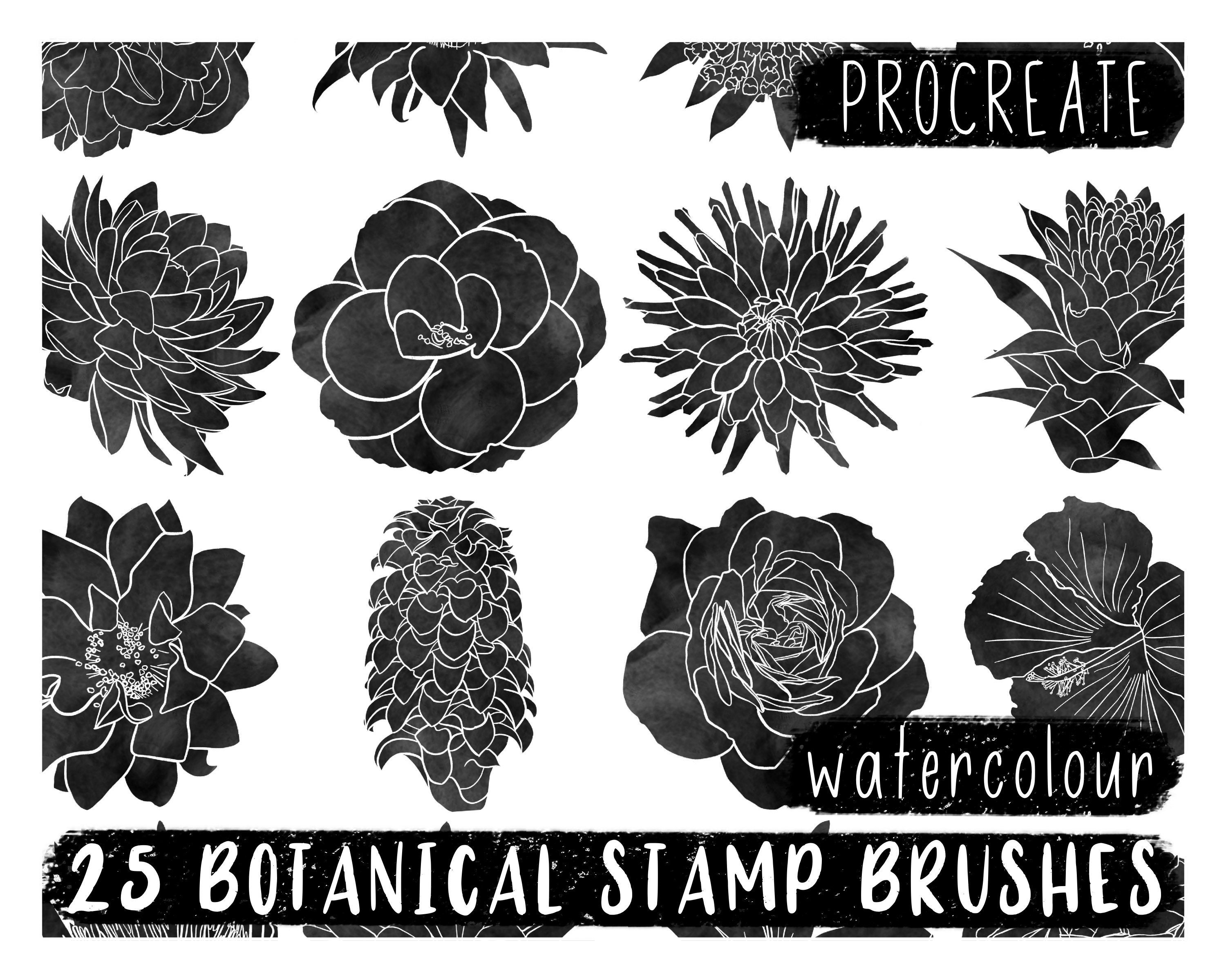 Art & Collectibles Digital Flowers Botanical Procreate Stamp Brushes ...