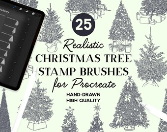Pędzle do stempli choinkowych Procreate (do pobrania natychmiast)