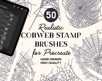 Pędzle do stempli Procreate Spooky Cobweb (do pobrania natychmiast)