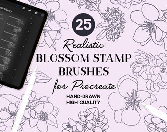 Pędzle do stempli kwiatowych Procreate Spring Blossom (do pobrania natychmiast)