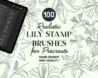 Pędzle do stempli Procreate Floral Lily (do pobrania natychmiast)