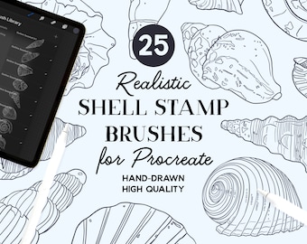 Pędzle do stempli Procreate Seashell (do pobrania natychmiast)