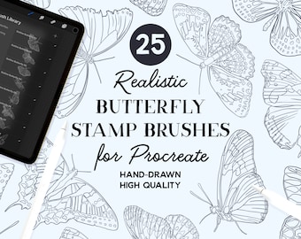 Pędzle do stempli motylkowych Procreate (do pobrania natychmiast)