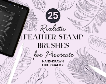 Pędzle do stempli Procreate Feather Stamp Brushes (do pobrania natychmiast)