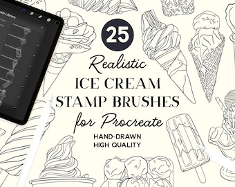Pędzle do stempli z lodami Procreate (do pobrania natychmiast)