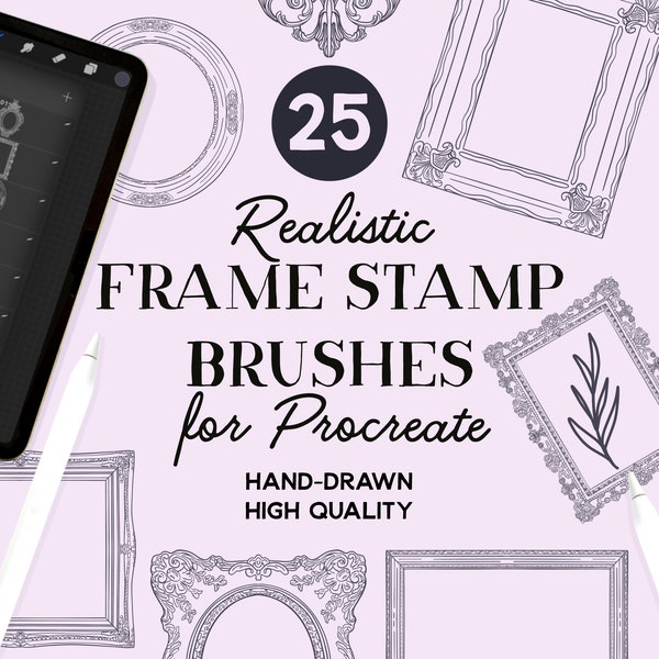 Procreate Frame Stamps, Frame Outline Brushes for Bullet Journal, Illustration, Art, Instant Download, Commercial Use Permitted