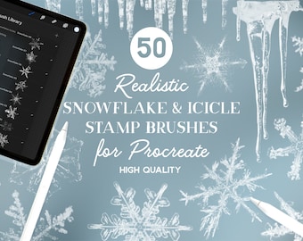 Pędzle do stempli Procreate Snowflake i Icicle (do pobrania natychmiast)