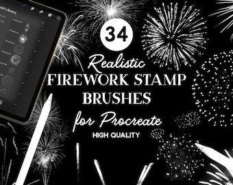Pędzle do stempli Procreate Firework (do pobrania natychmiast)