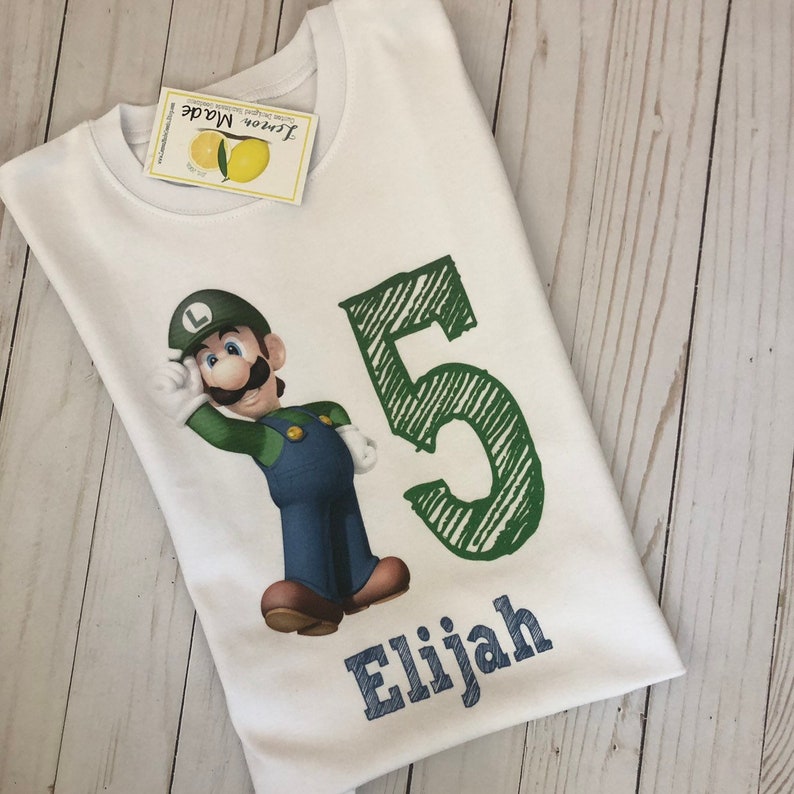 Super Mario Shirt Luigi Shirt Luigi Birthday Boy Shirt Etsy - roblox luigi shirt roblox free username and password