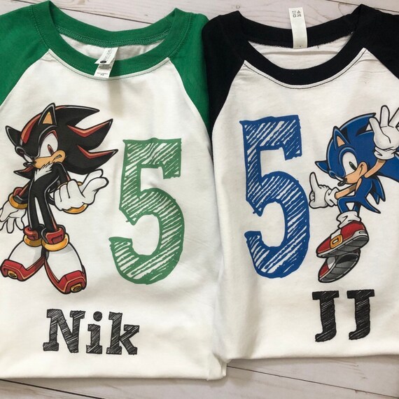 Sonic Birthday Boy Shirt With Name Shadow Shirt Sonic And Shadow Shirt Custom Sonic Shirt Personalized Sonic Birthday Shirt - 