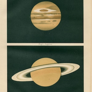 SATURN JUPITER PLANET Antike Lithographie von 1906