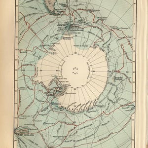 POLO SUR ANTÁRTICO Mapa antiguo de 1897