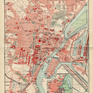 SZCZECIN CITY MAP Antique map from 1908
