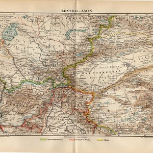 INNER ASIA MAP Central Asia antique map from 1897