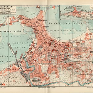 ALEXANDRIA ÄGYPTEN KARTE von 1903