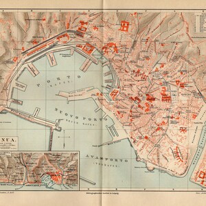 GENUA ITALIEN KARTE Italien von 1895