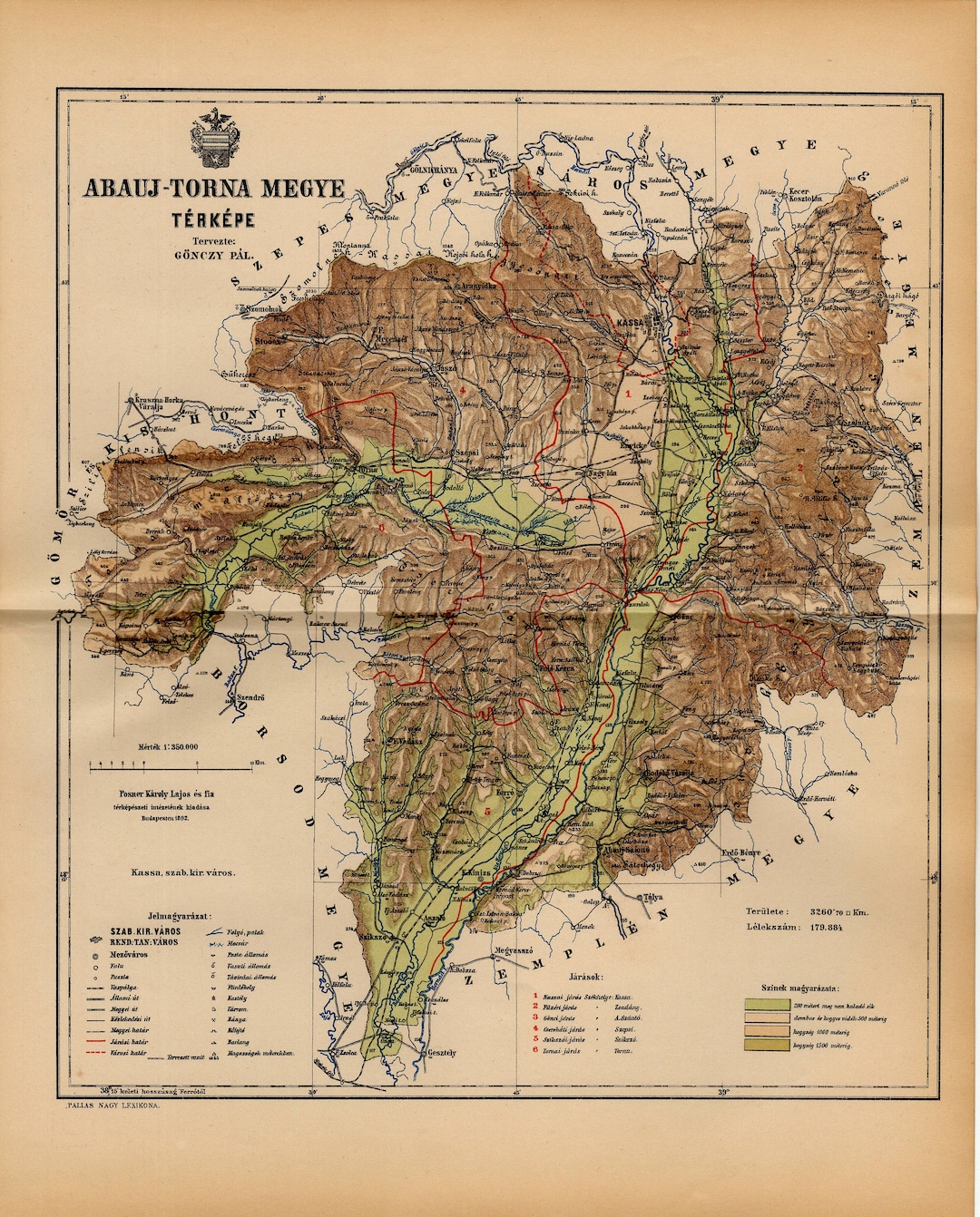 ABAÚJTORNA COUNTY Map Kingdom of Hungary From 1892 Etsy