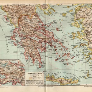 GRIECHENLAND und KYKLADEN KARTE von 1895