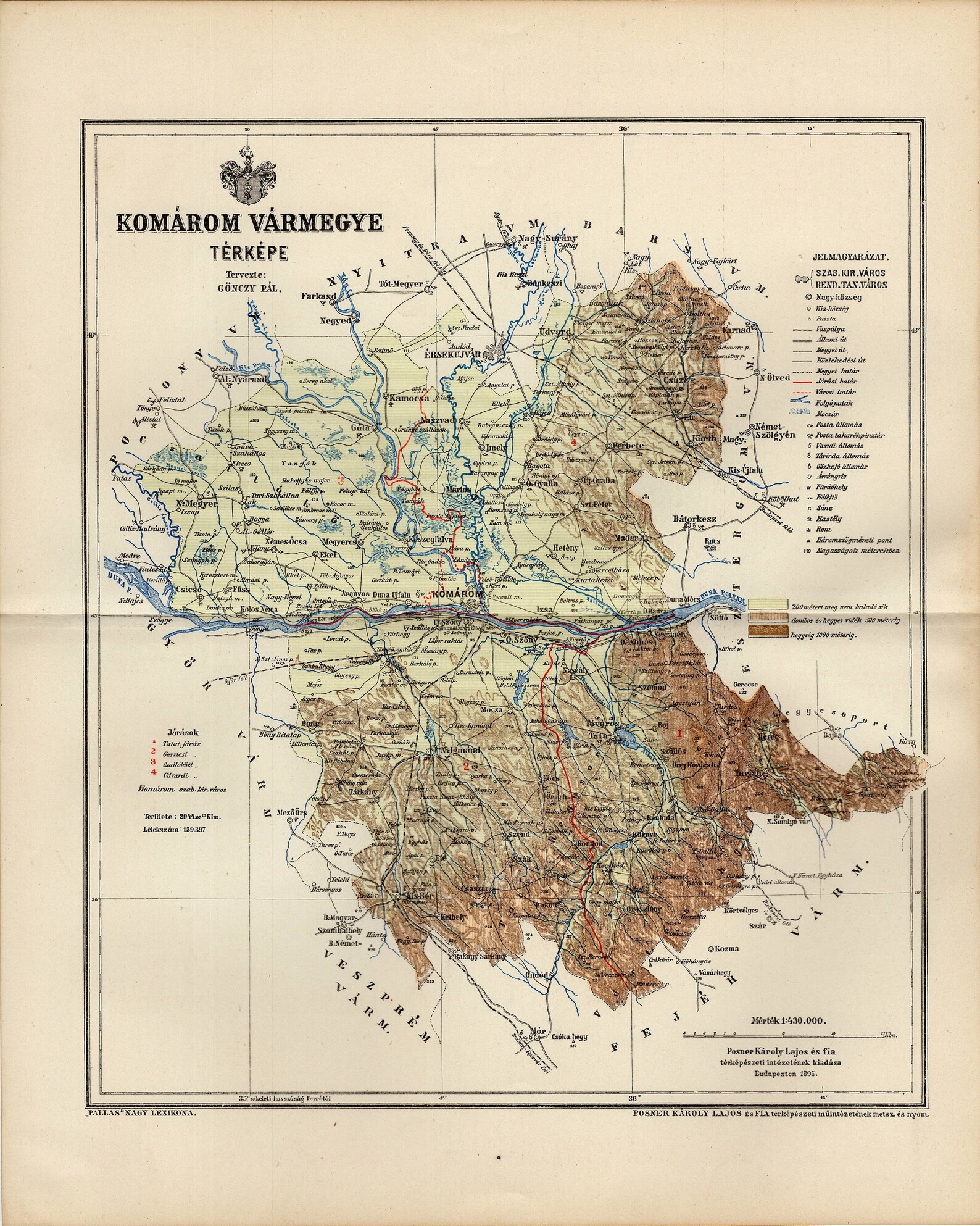 KOMAROM KOMÁROM MAP Kingdom of Hungary From 1895 Etsy