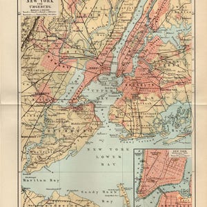 CARTE DE NEW YORK Carte ancienne de 1896