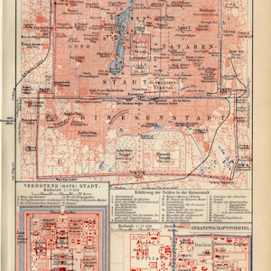 BEIJING PEKING city map from 1908