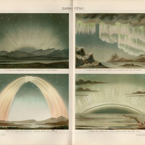 AURORA POLAR LIGHT Vintage lithograph from 1897