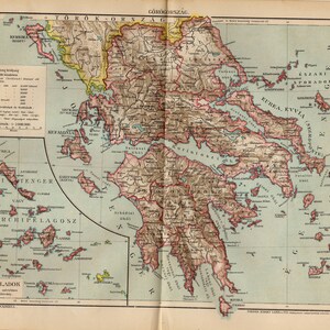GRIECHENLAND und KYKLADEN KARTE von 1894