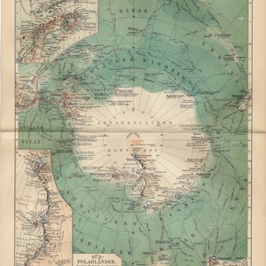 Carte ancienne de l'ANTARCTIQUE PLE SUD de 1906
