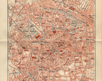 MILAN CITY MAP Italy from 1905