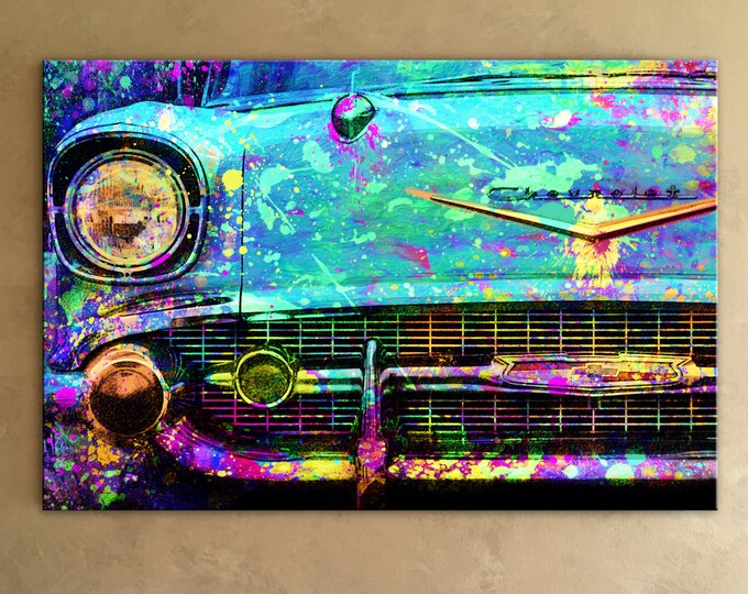 1957 Chevy Bel Air Mixed Media Canvas Painting