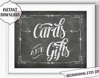 Cards and Gifts Wedding Sign, Chalkboard Style (Digital Download)