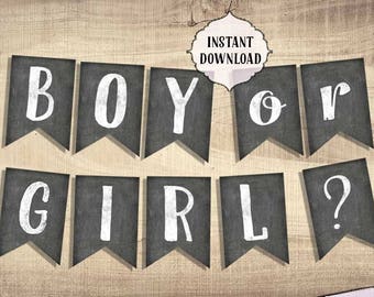 Chalkboard Gender Reveal Banner, Boy or Girl (Digital Download)