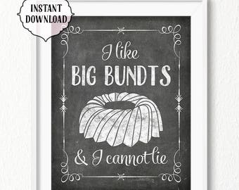 Funny Bundt Cake Kitchen Art Print, Chalkboard Quote (Digital Download)