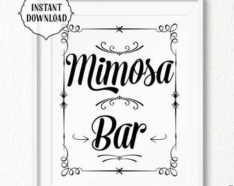 Mimosa bar Sign, 11x14, 8x10, black and white, INSTANT download, Printable, Digital, vintage style, mimosa bar, mimosa bar sign, mimosa sign