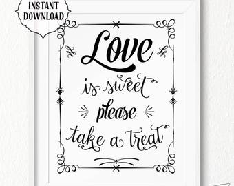Love is Sweet Candy Bar Sign, Rustic Wedding Decor (Digital Download)