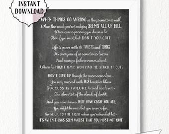 Don't Quit Poem Print, Chalkboard Art (Digital Download)