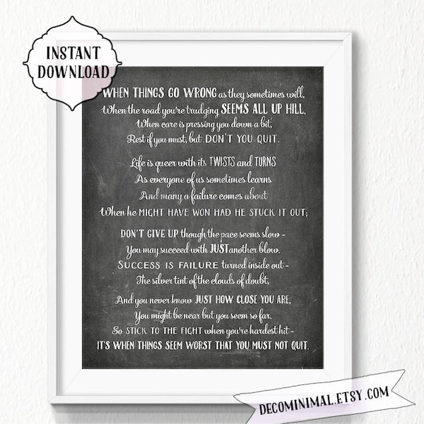 Dont Quit Poem - Etsy