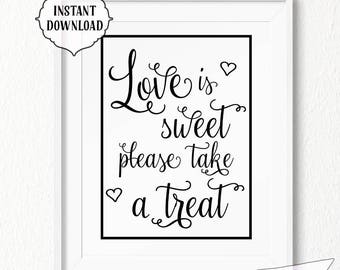 Love is sweet Sign, rustic wedding, candy bar, wedding, wood, INSTANT download, lights, mason jars, Printable, Digital, wedding decor