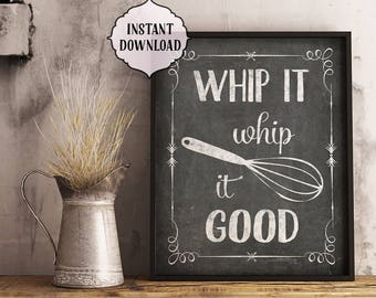 Whip It Good Kitchen Print, Funny Kitchen Wall Art (Digital Download)