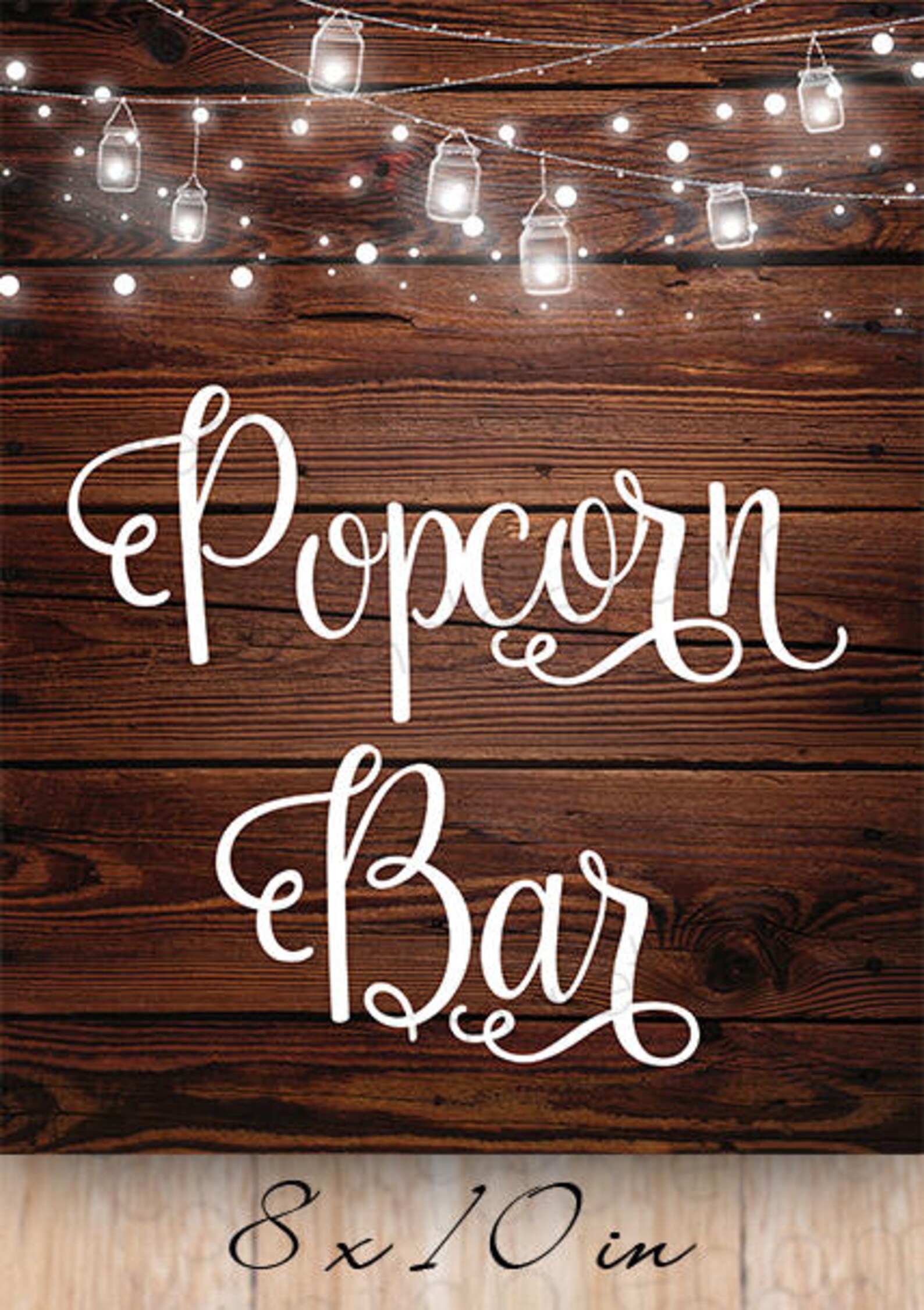 Popcorn Bar, Popcorn Sign, 11x14, 8x10, Lights, INSTANT Download