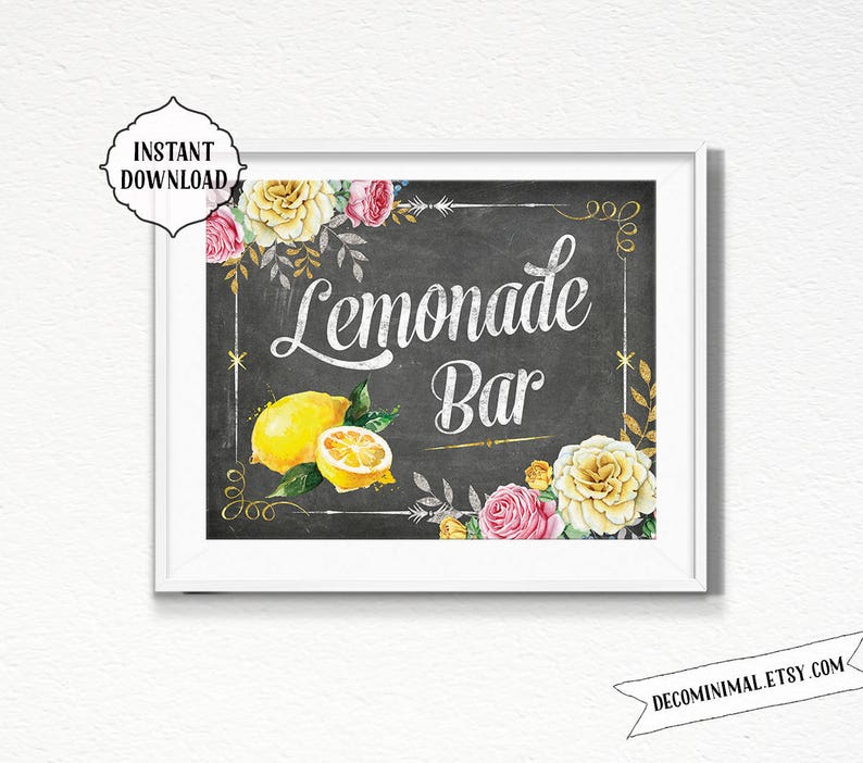 Lemonade Bar Sign chalkboard lemonade station 11x14 8x10 Etsy