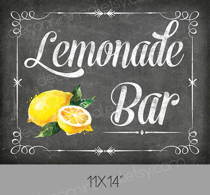 Lemonade bar printable 11x14 8x10 chalkboard INSTANT Etsy